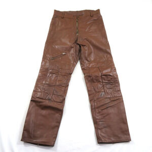 Leather Biker Pants Platypus Leather Australia Brown Lined Sz AU 5 Measure 32x30